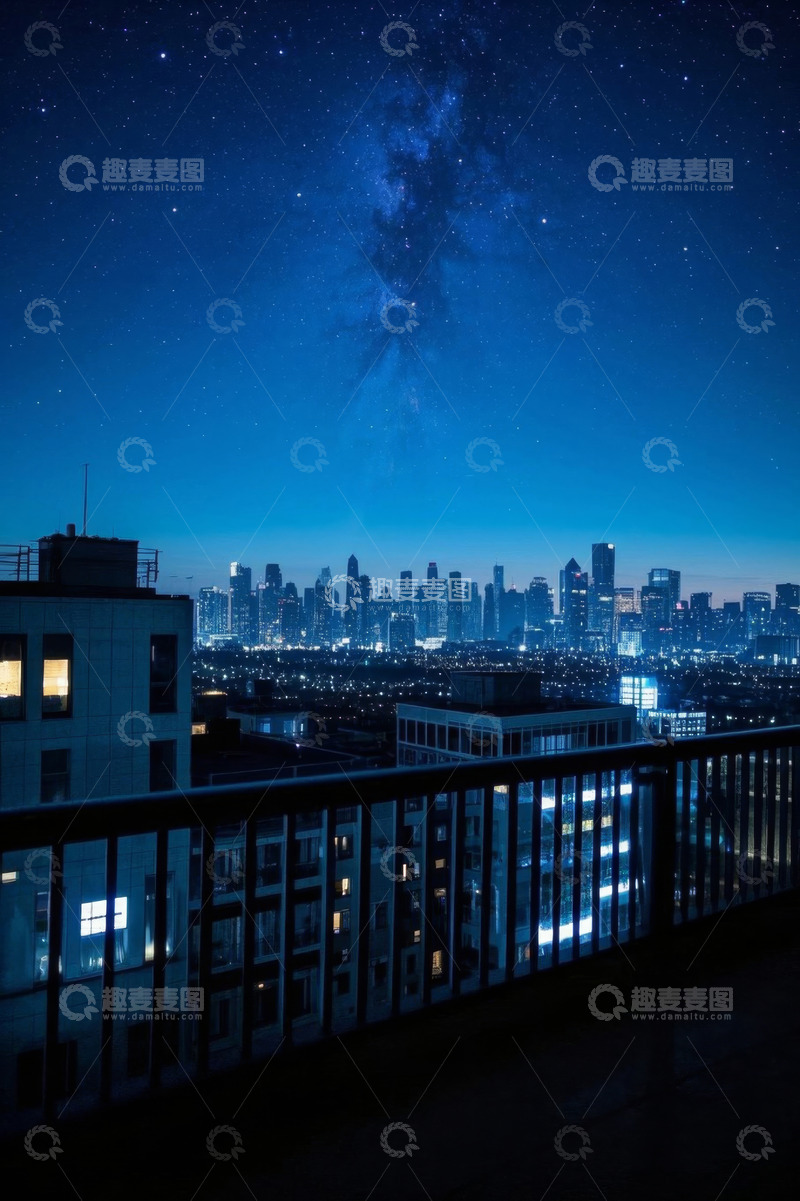 高清大图下载【趣麦麦图】城市夜空下的高楼建筑景观