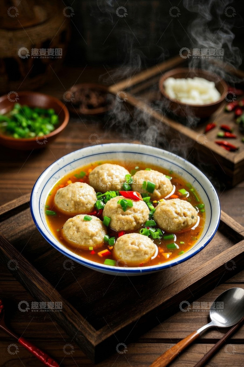 高清大图下载【趣麦麦图】碗装肉丸汤美食特写