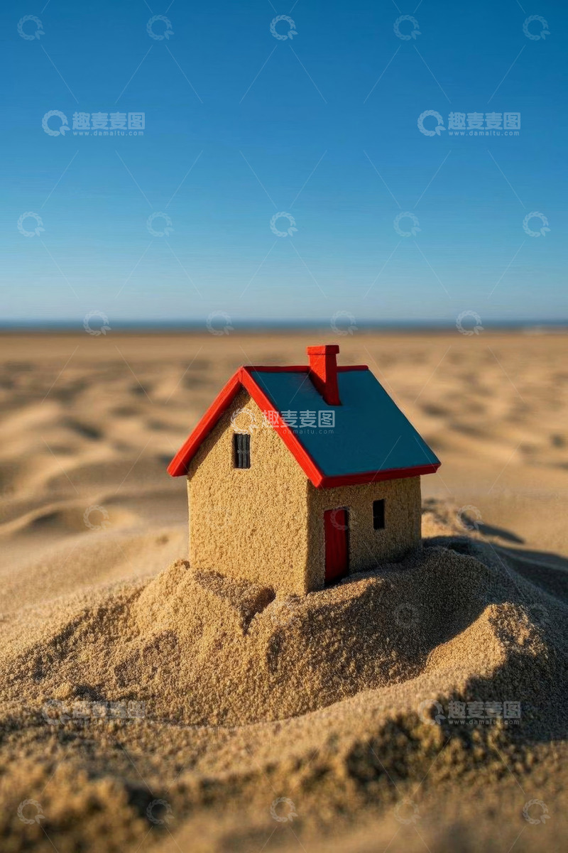 高清大图下载【趣麦麦图】沙漠中的微型房子景观