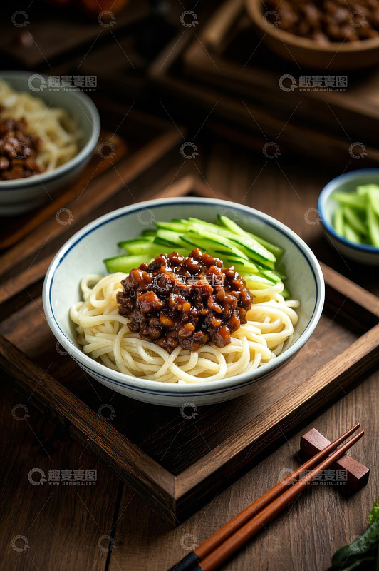 中式炸酱面摆拍素材