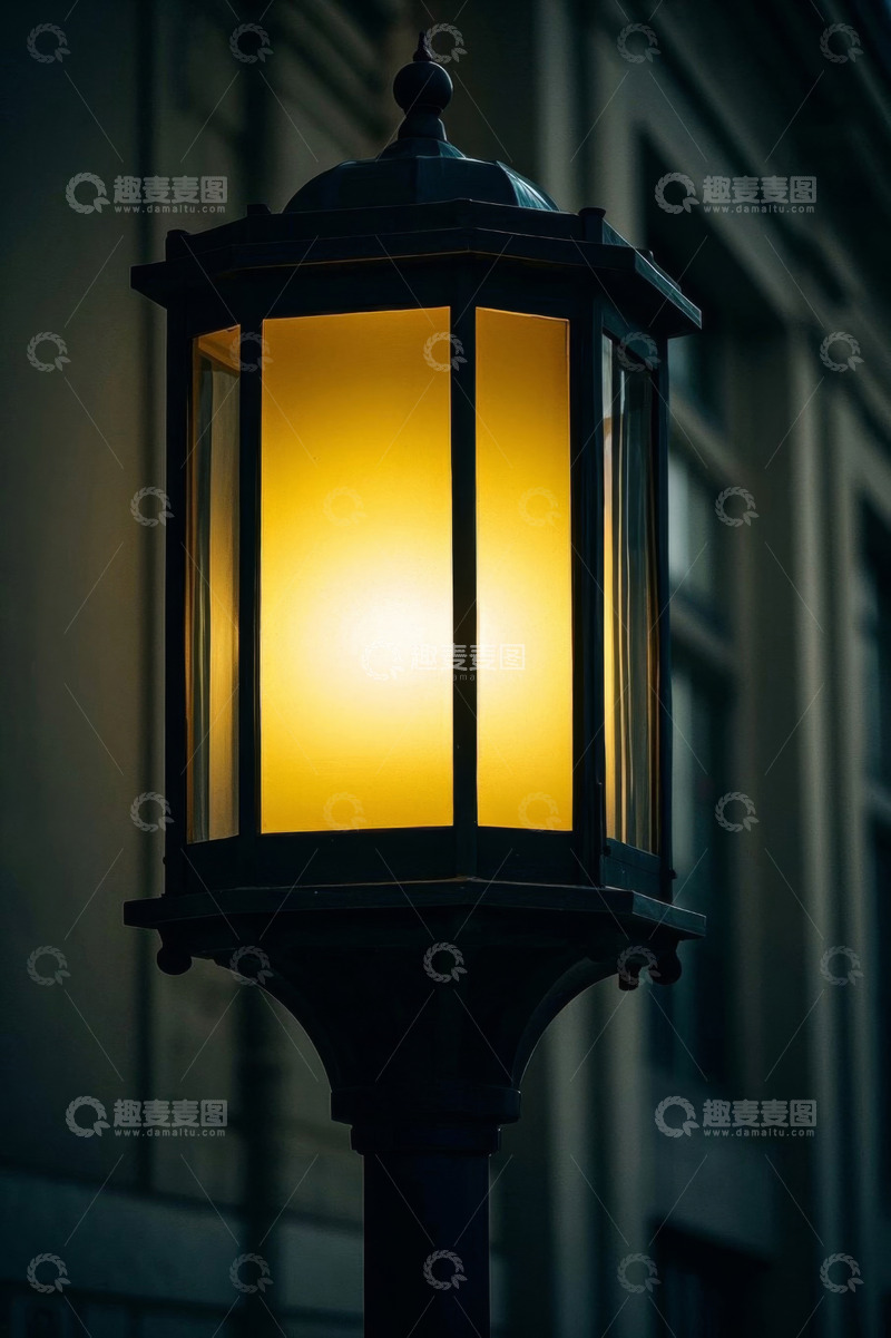 高清大图下载【趣麦麦图】街道复古路灯照明特写