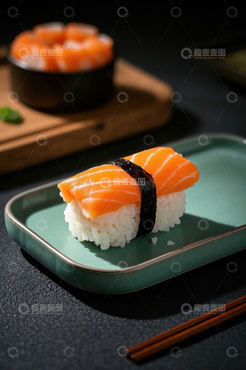 高清大图下载【趣麦麦图】三文鱼寿司特写