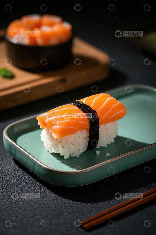 三文鱼寿司特写