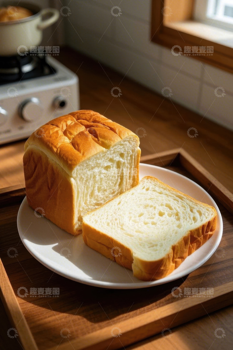 高清大图下载【趣麦麦图】厨房台面上的切片面包