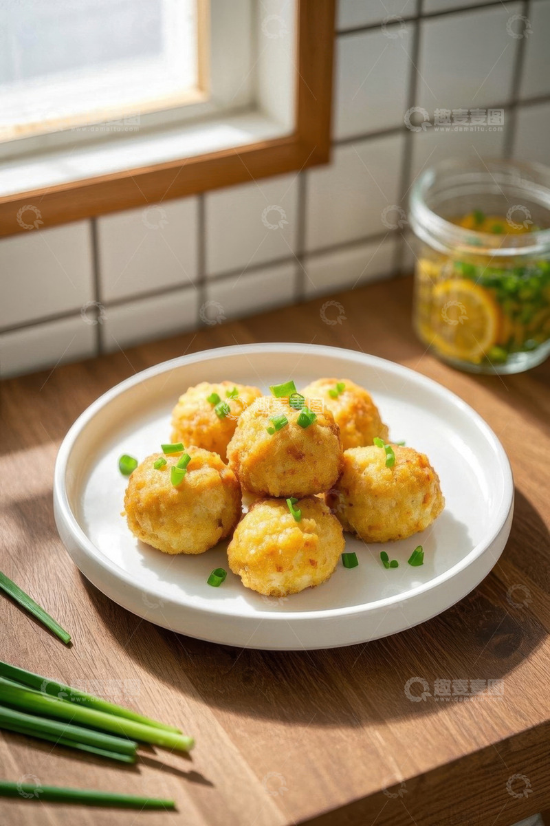 高清大图下载【趣麦麦图】厨房台面上的美味肉丸