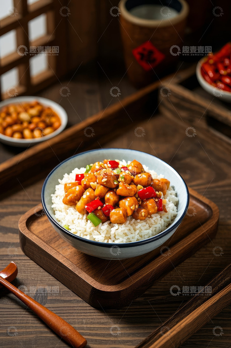 中式盖浇饭特写