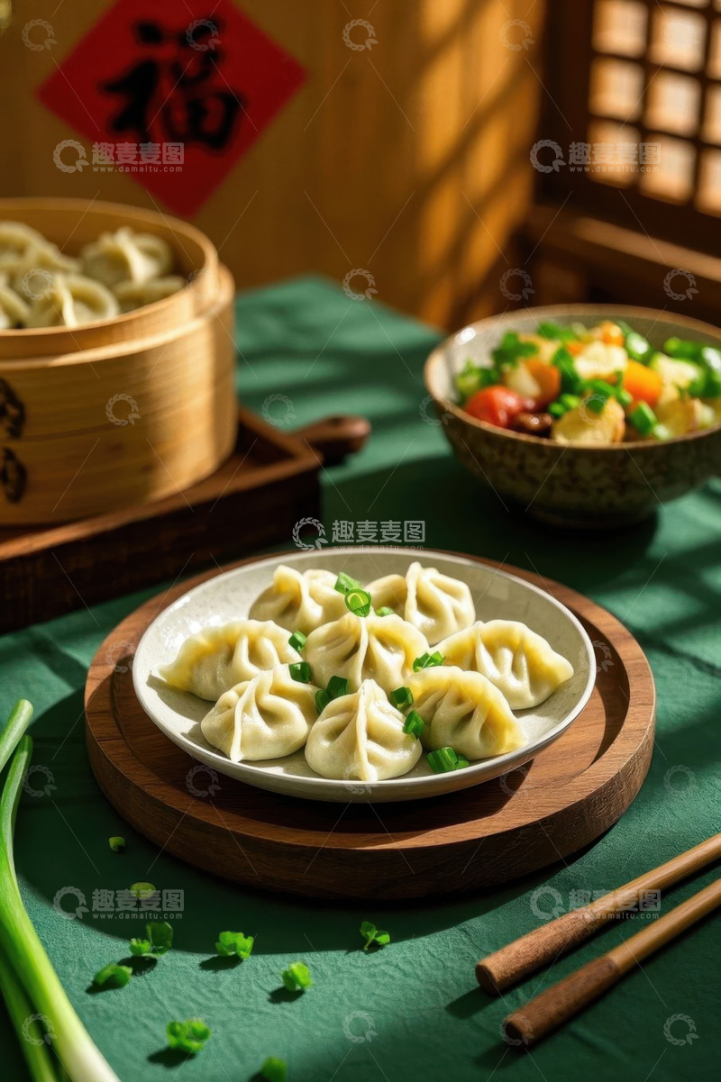高清大图下载【趣麦麦图】中式餐桌上的美味饺子