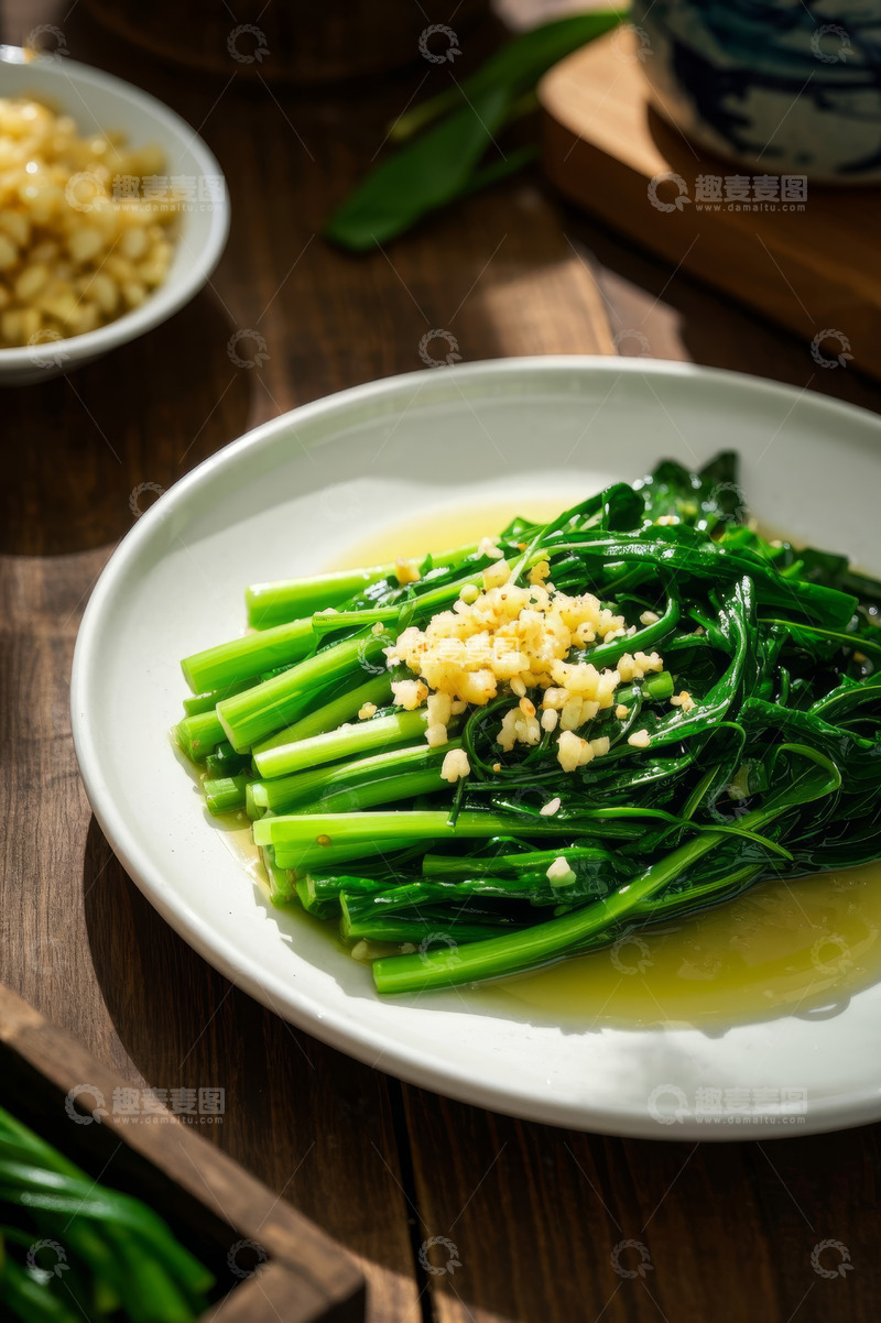 高清大图下载【趣麦麦图】蒜蓉青菜菜肴美食摄影图