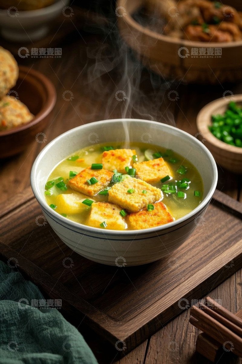 高清大图下载【趣麦麦图】热气腾腾的豆腐汤美食画面