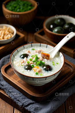 皮蛋瘦肉粥特写