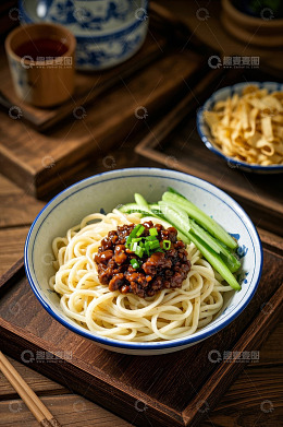 中式炸酱面美食特写