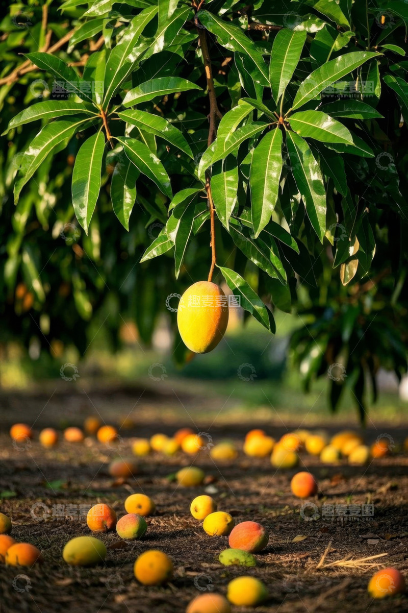 高清大图下载【趣麦麦图】树上及地面的成熟芒果