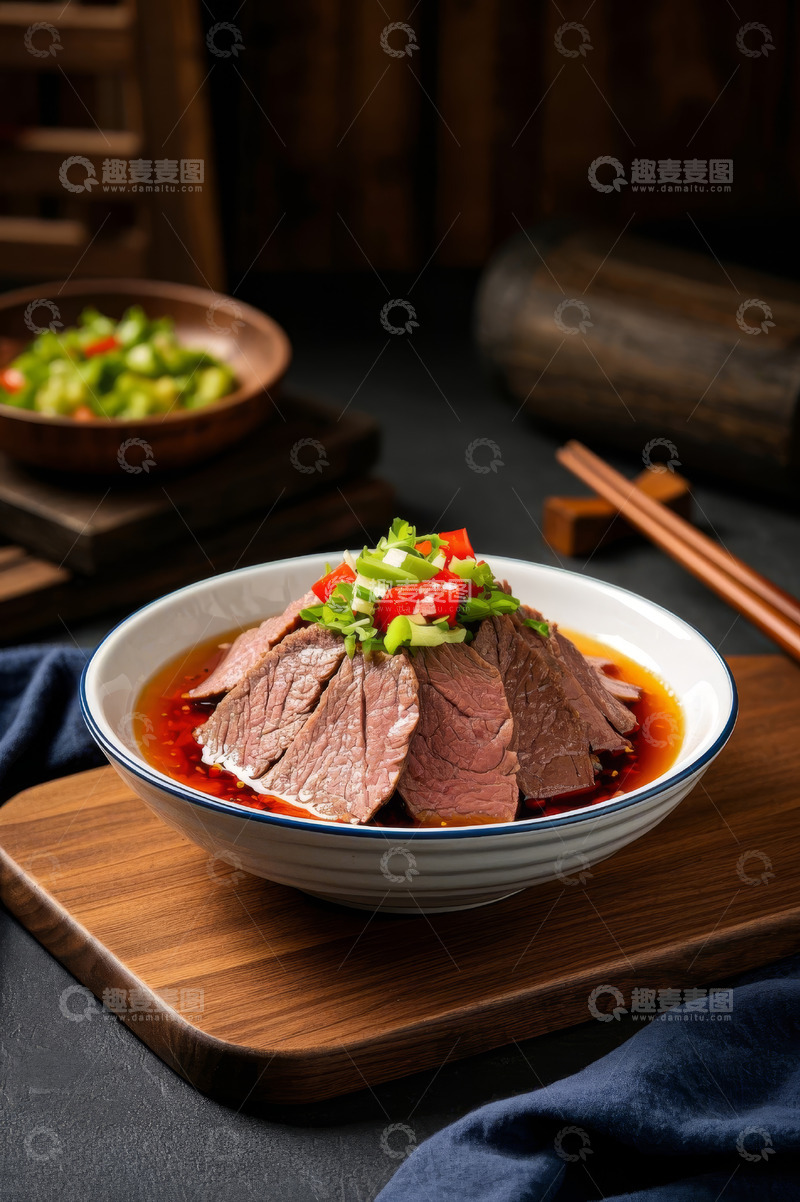 高清大图下载【趣麦麦图】碗装酱牛肉配辣椒葱花