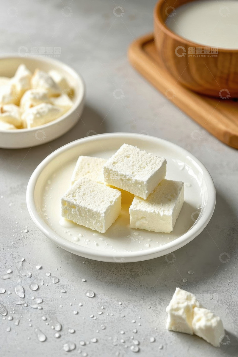 高清大图下载【趣麦麦图】盘中乳制品与碗装牛奶静物