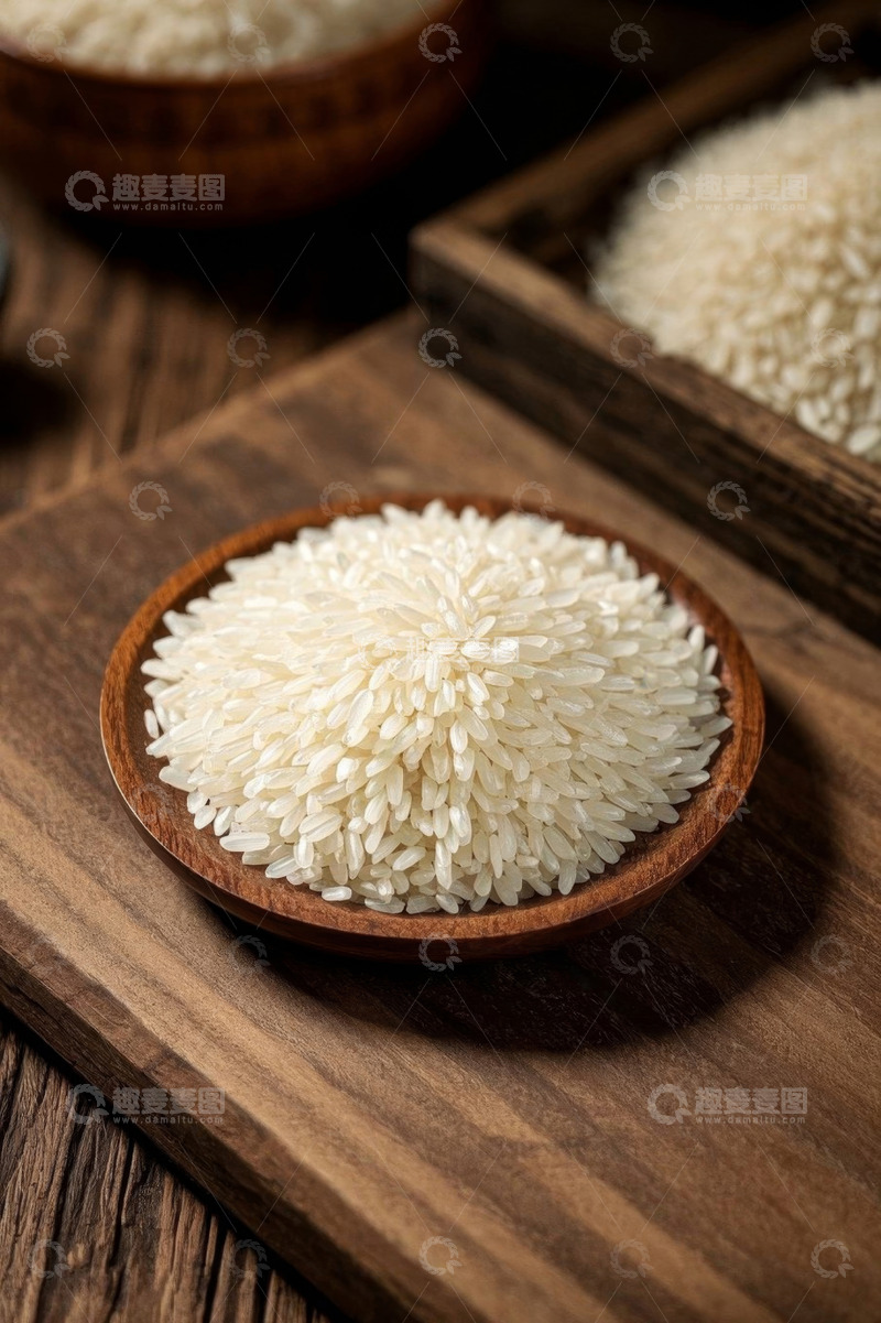 高清大图下载【趣麦麦图】木盘盛放的优质大米