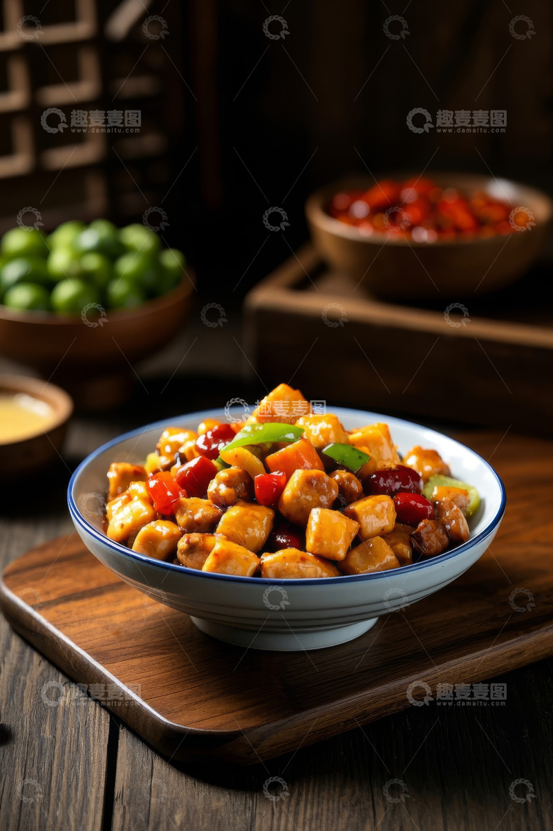 高清大图下载【趣麦麦图】中式菜肴宫保鸡丁美食特写