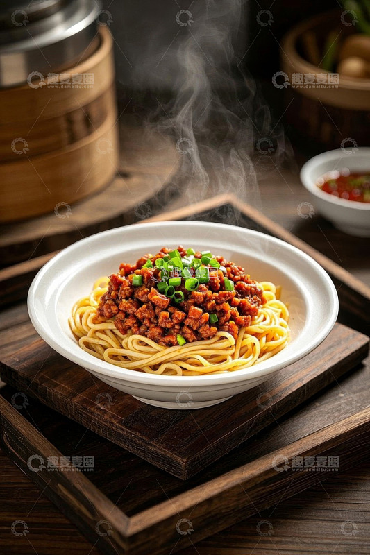 热气腾腾的肉酱拌面