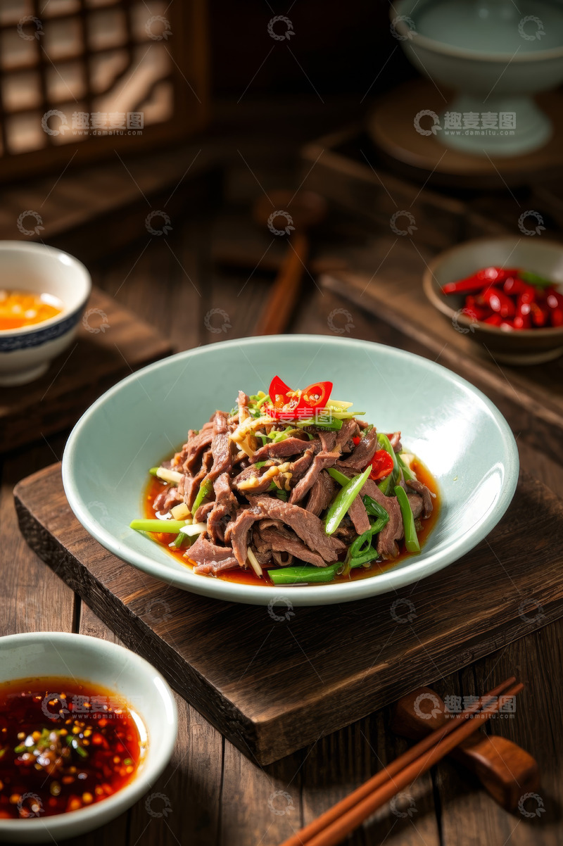 高清大图下载【趣麦麦图】中式凉拌牛肉美食特写