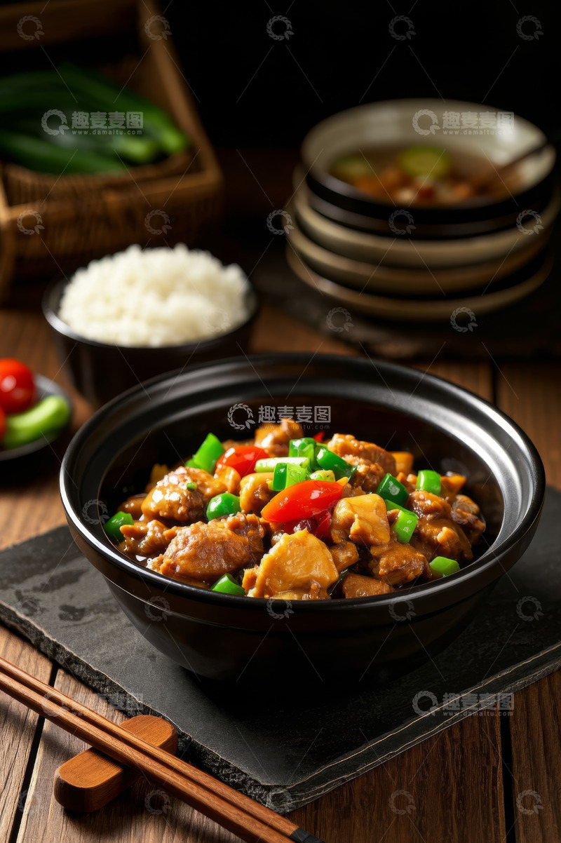 高清大图下载【趣麦麦图】中式菜肴搭配米饭与配菜