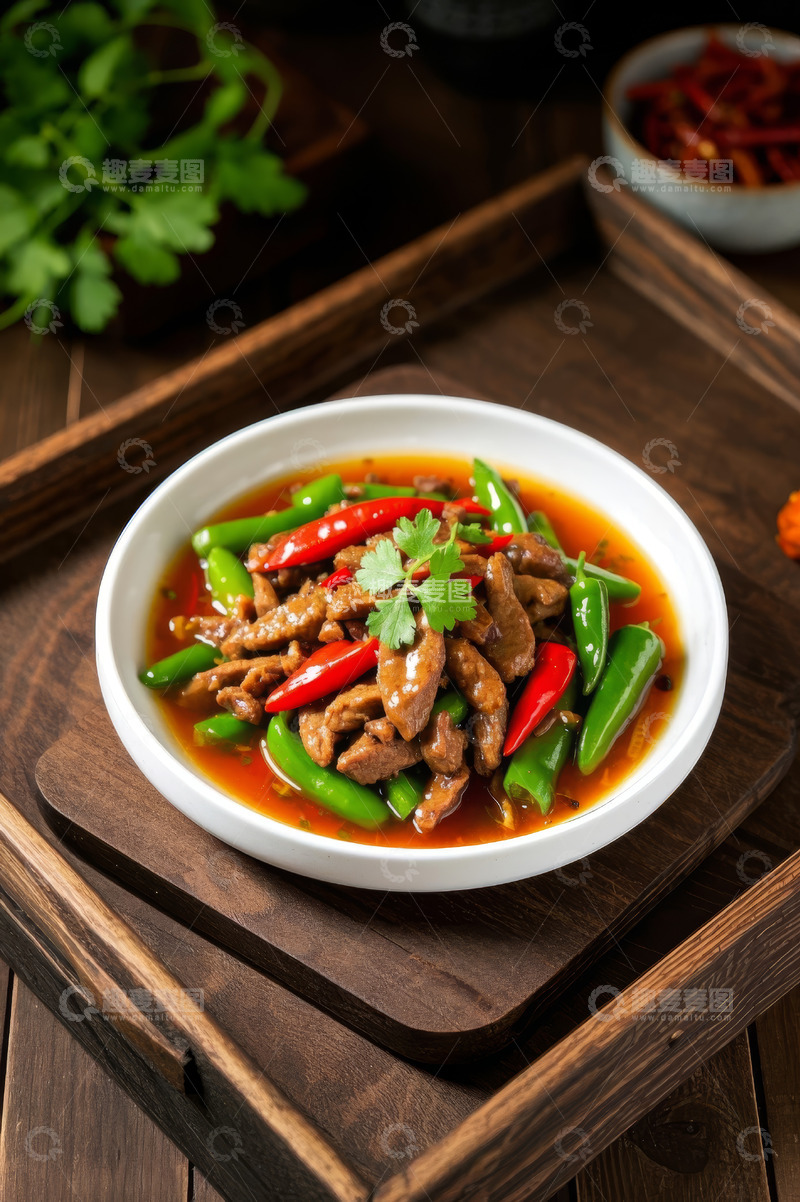 高清大图下载【趣麦麦图】碗装辣椒炒肉美食特写