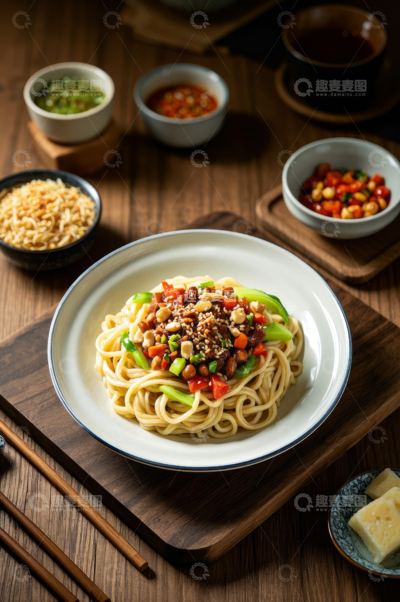 高清大图下载【趣麦麦图】中式面条及调料摆拍