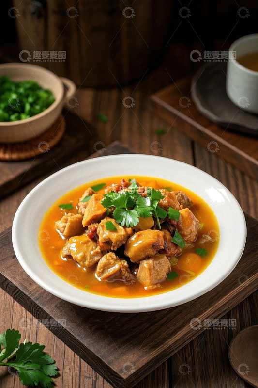 木桌上的美味炖菜