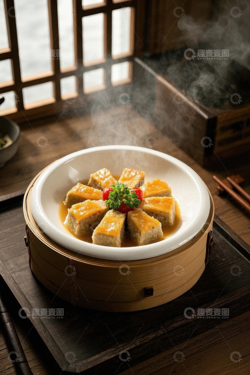 高清大图下载【趣麦麦图】中式蒸笼里的热腾美食