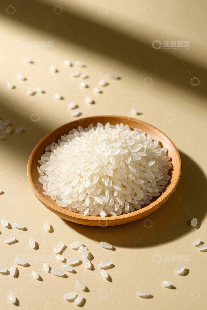 高清大图下载【趣麦麦图】木碗中盛放的大米特写