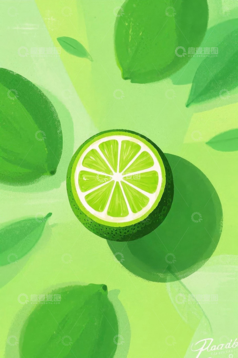 高清大图下载【趣麦麦图】青柠插画素材