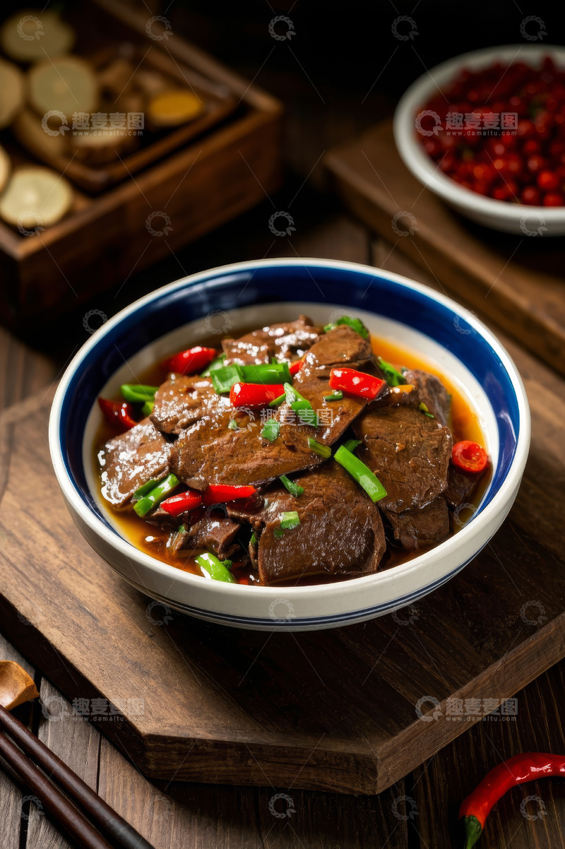 高清大图下载【趣麦麦图】中式炒猪肝菜肴特写