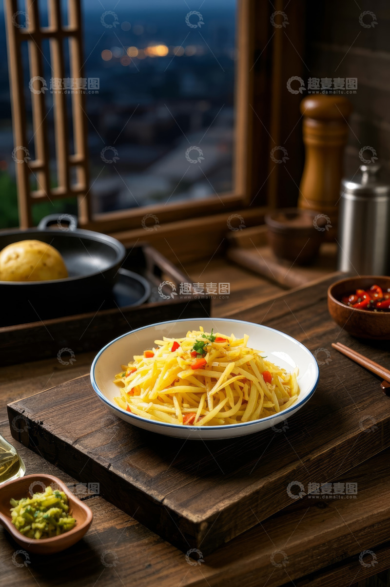 高清大图下载【趣麦麦图】-餐桌上的美味炒土豆丝