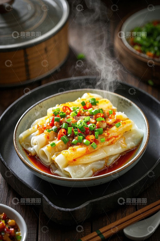 中式美食肠粉特写