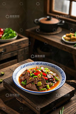 中式厨房的炒猪肝菜肴
