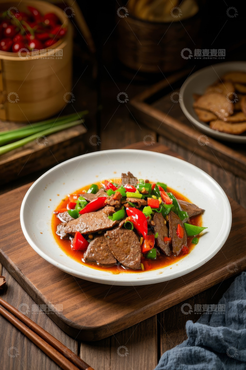 高清大图下载【趣麦麦图】炒猪肝菜肴特写