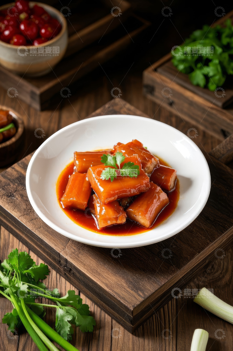 高清大图下载【趣麦麦图】盘中红烧肉特写