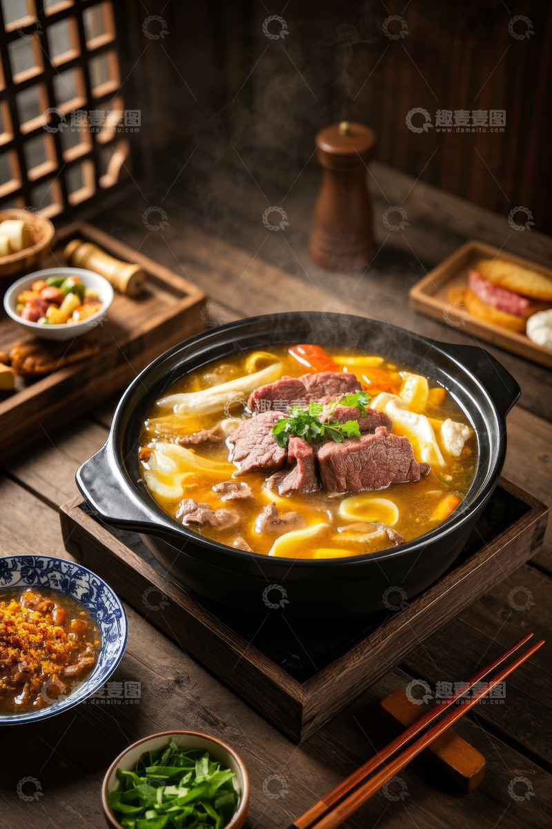 高清大图下载【趣麦麦图】牛肉火锅美食特写