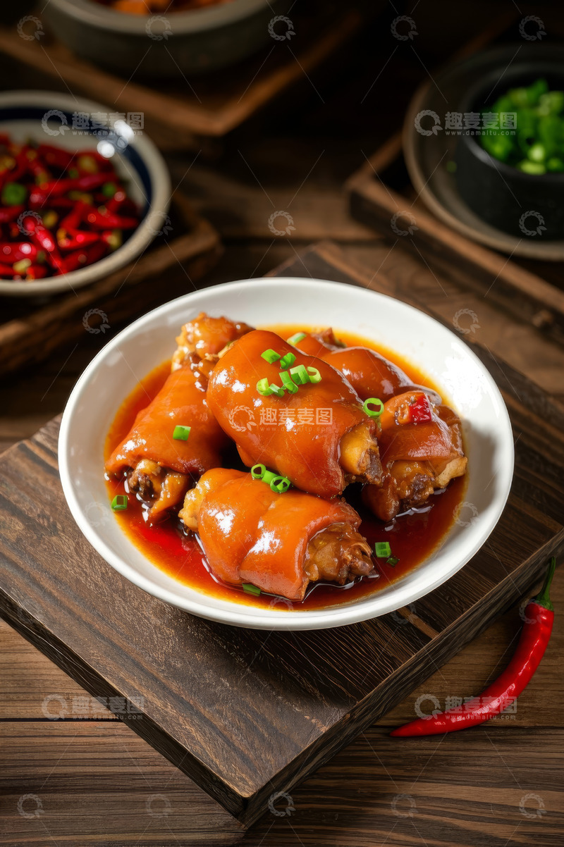 高清大图下载【趣麦麦图】碗装红烧猪蹄特写