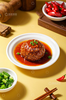 红烧狮子头美食特写