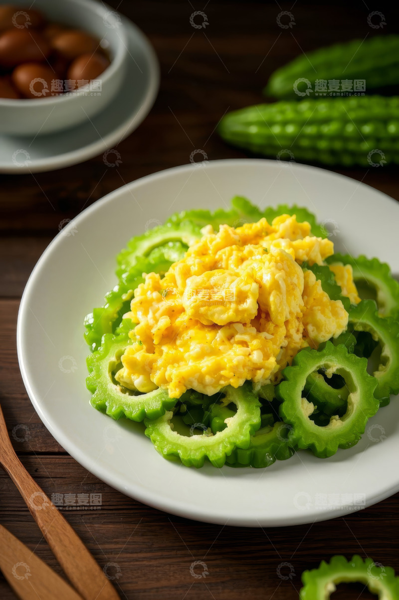 高清大图下载【趣麦麦图】苦瓜炒蛋美食静物