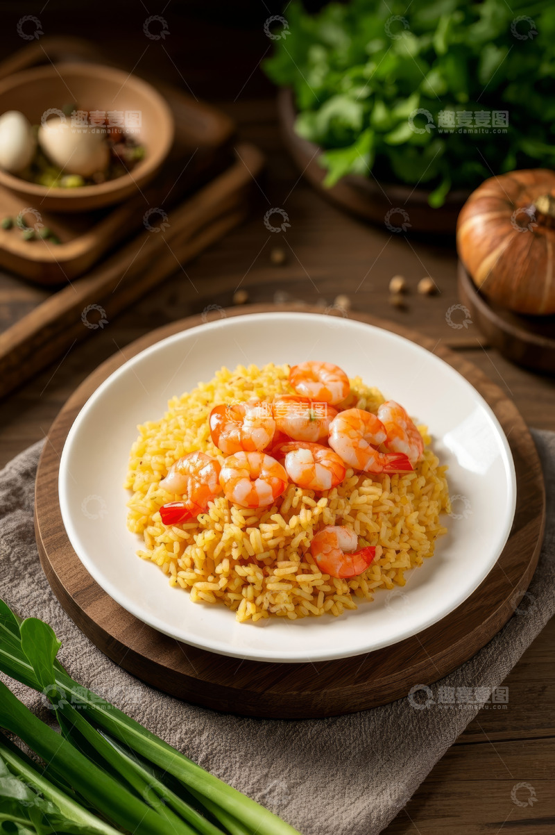 高清大图下载【趣麦麦图】虾仁炒饭特写美食素材