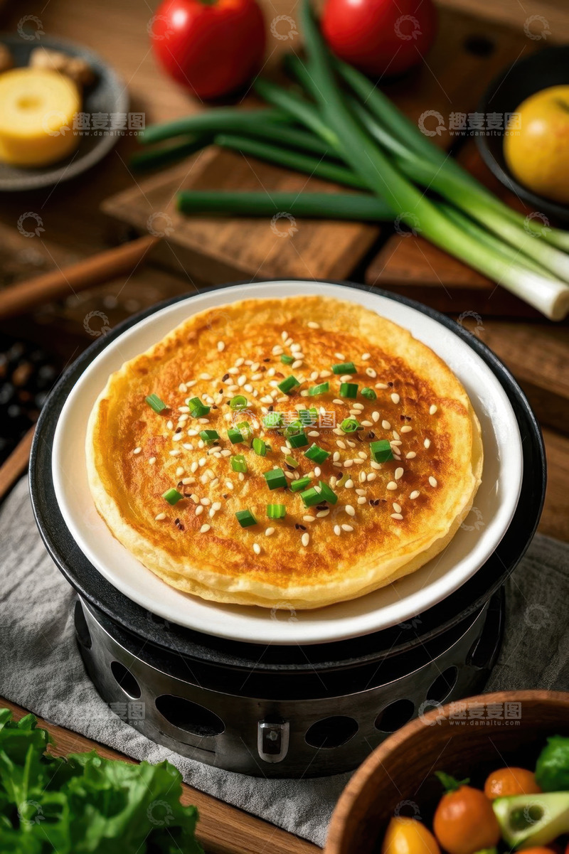 高清大图下载【趣麦麦图】餐桌上的美味早餐煎饼