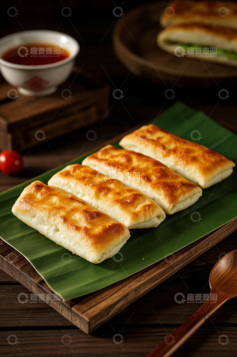 高清大图下载【趣麦麦图】木制托盘上的美味酥饼