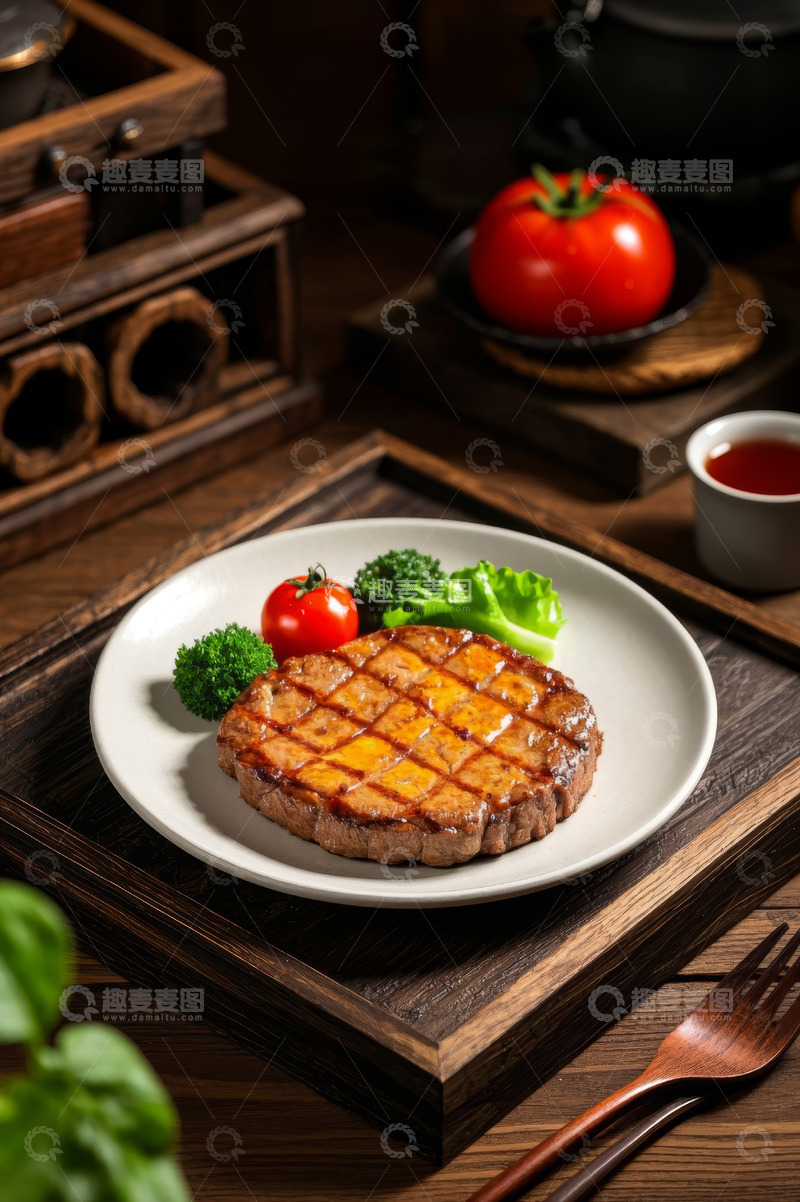 高清大图下载【趣麦麦图】摆盘精致的牛排美食