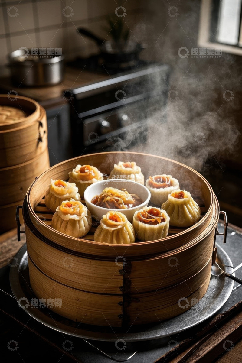 高清大图下载【趣麦麦图】蒸笼里热气腾腾的面点