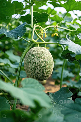 田间生长的成熟甜瓜