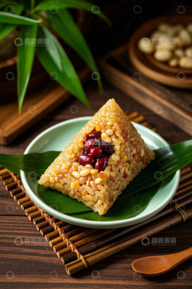 高清大图下载【趣麦麦图】粽叶上的五谷杂粮粽子
