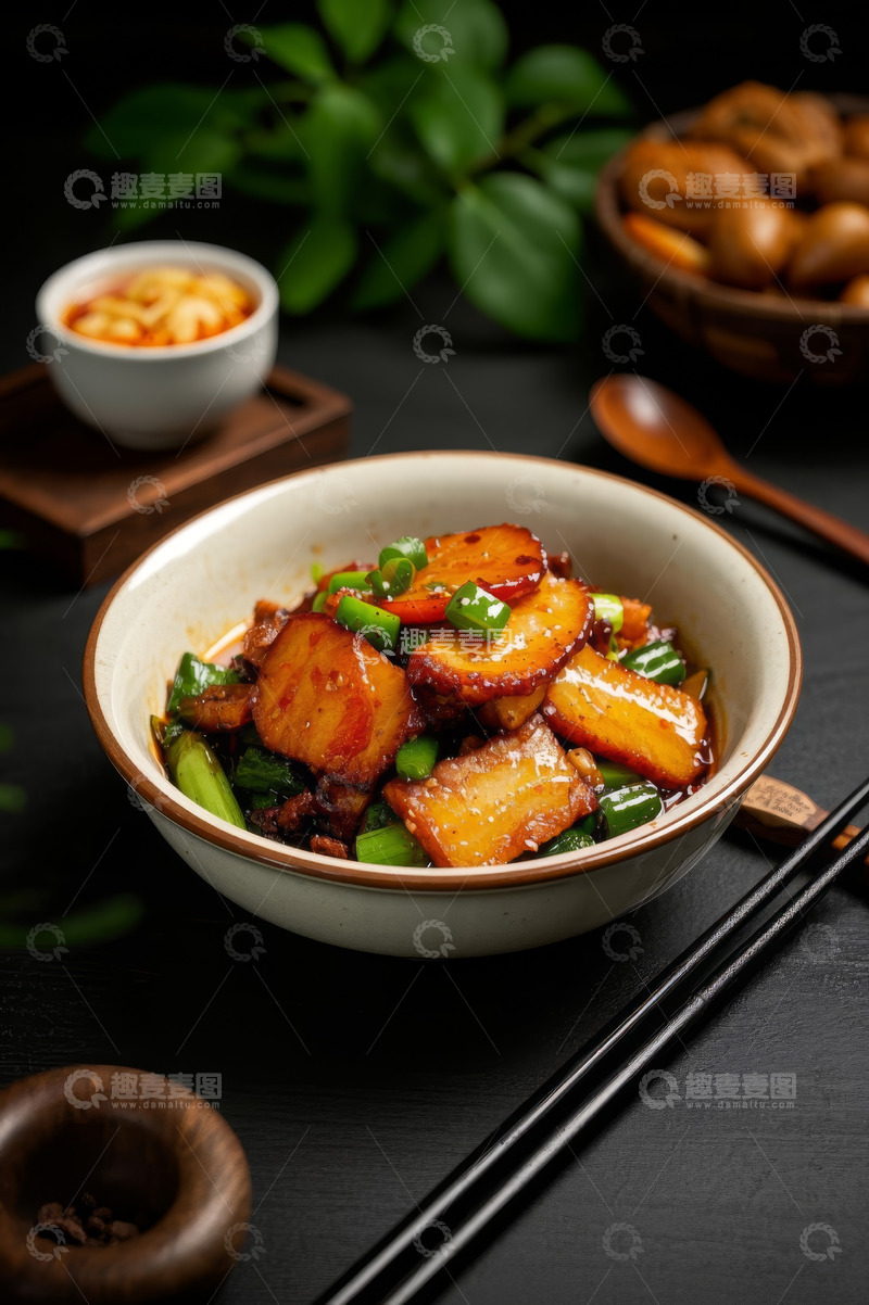 高清大图下载【趣麦麦图】碗装腊肉炒菜特写
