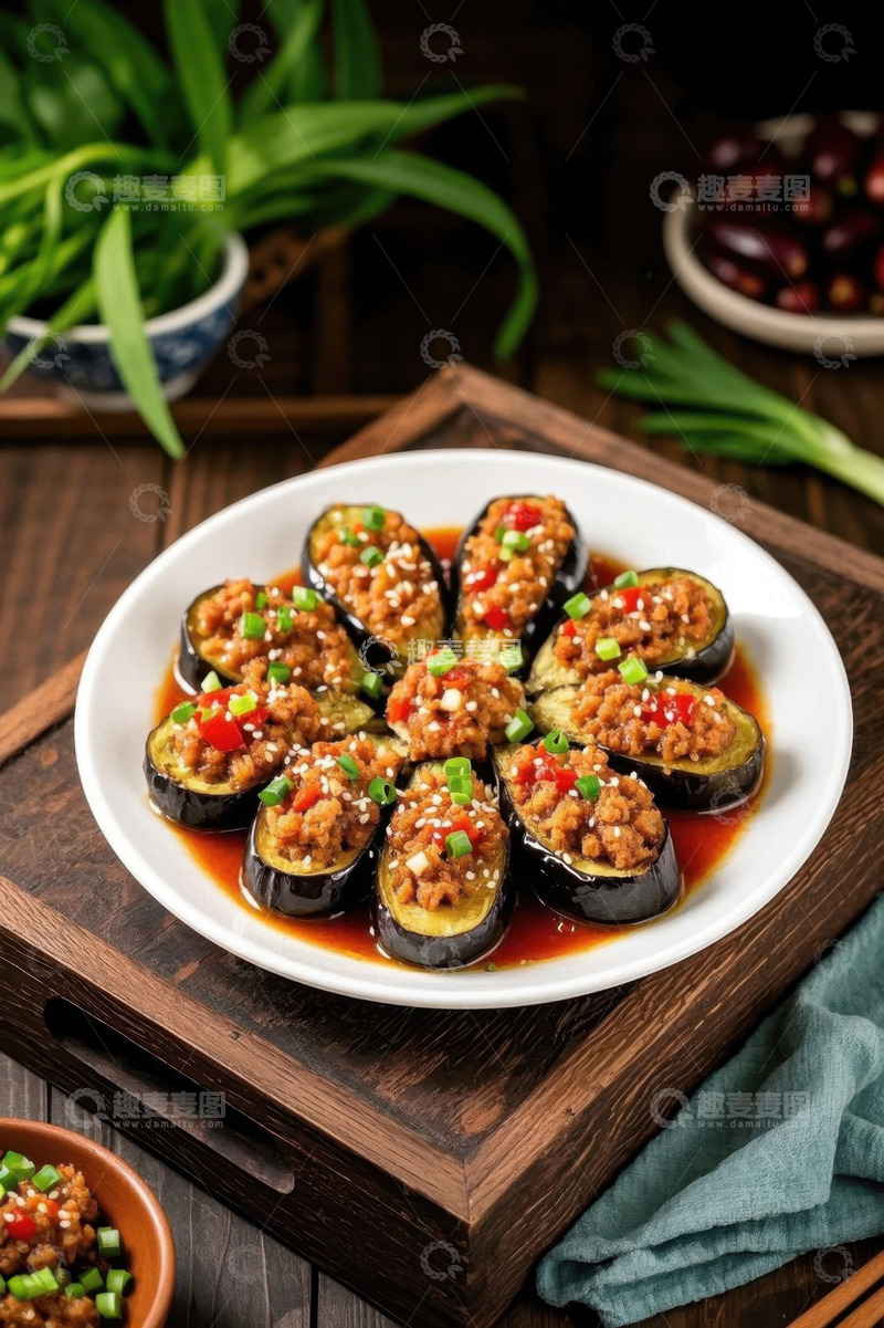 高清大图下载【趣麦麦图】美味茄子菜肴特写