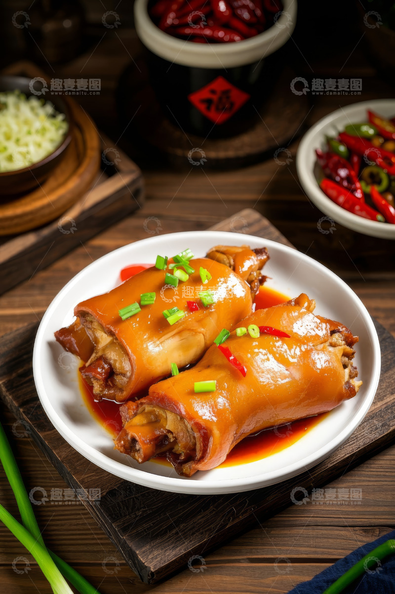 高清大图下载【趣麦麦图】餐桌上的卤味猪脚特写