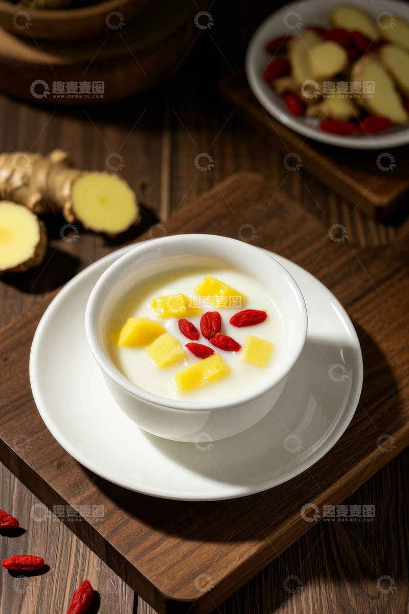 高清大图下载【趣麦麦图】碗装水果牛奶枸杞养生甜品